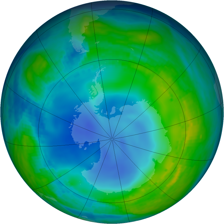 Antarctic ozone map for 24 May 1986